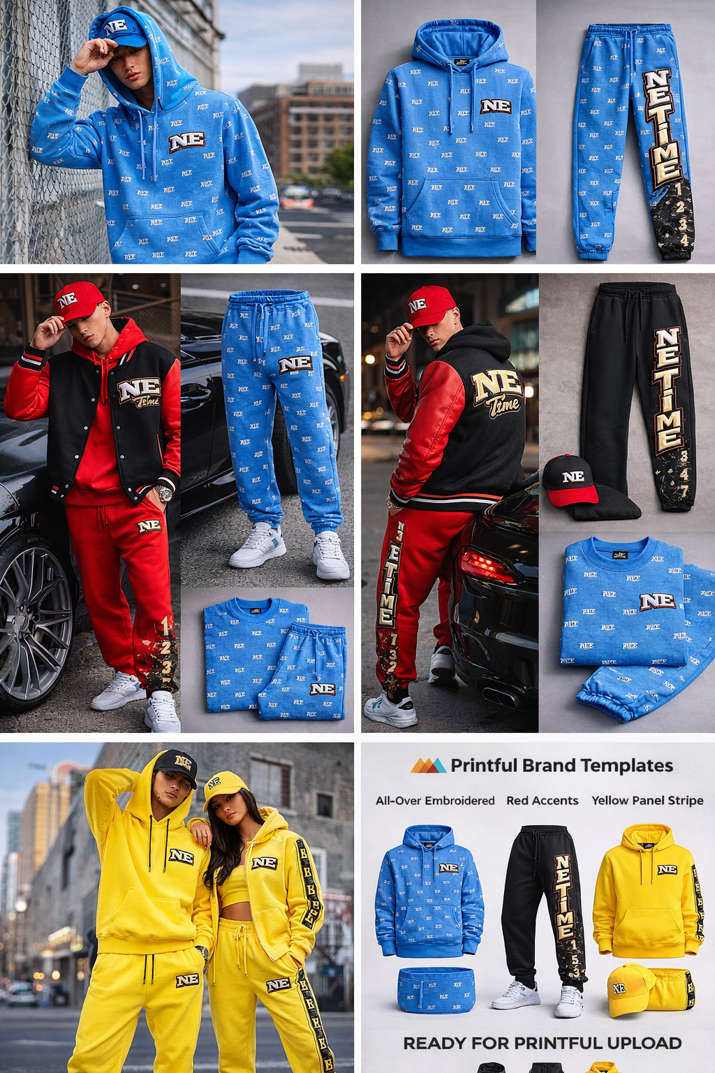 Streetwear collection showcase in vibrant colors