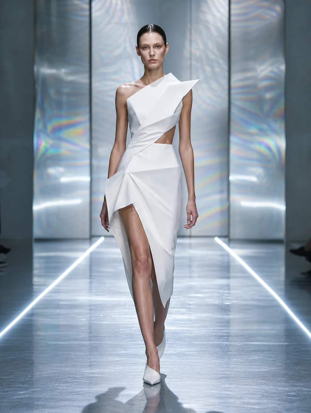 Futuristic silhouette and minimal structure visual presentation